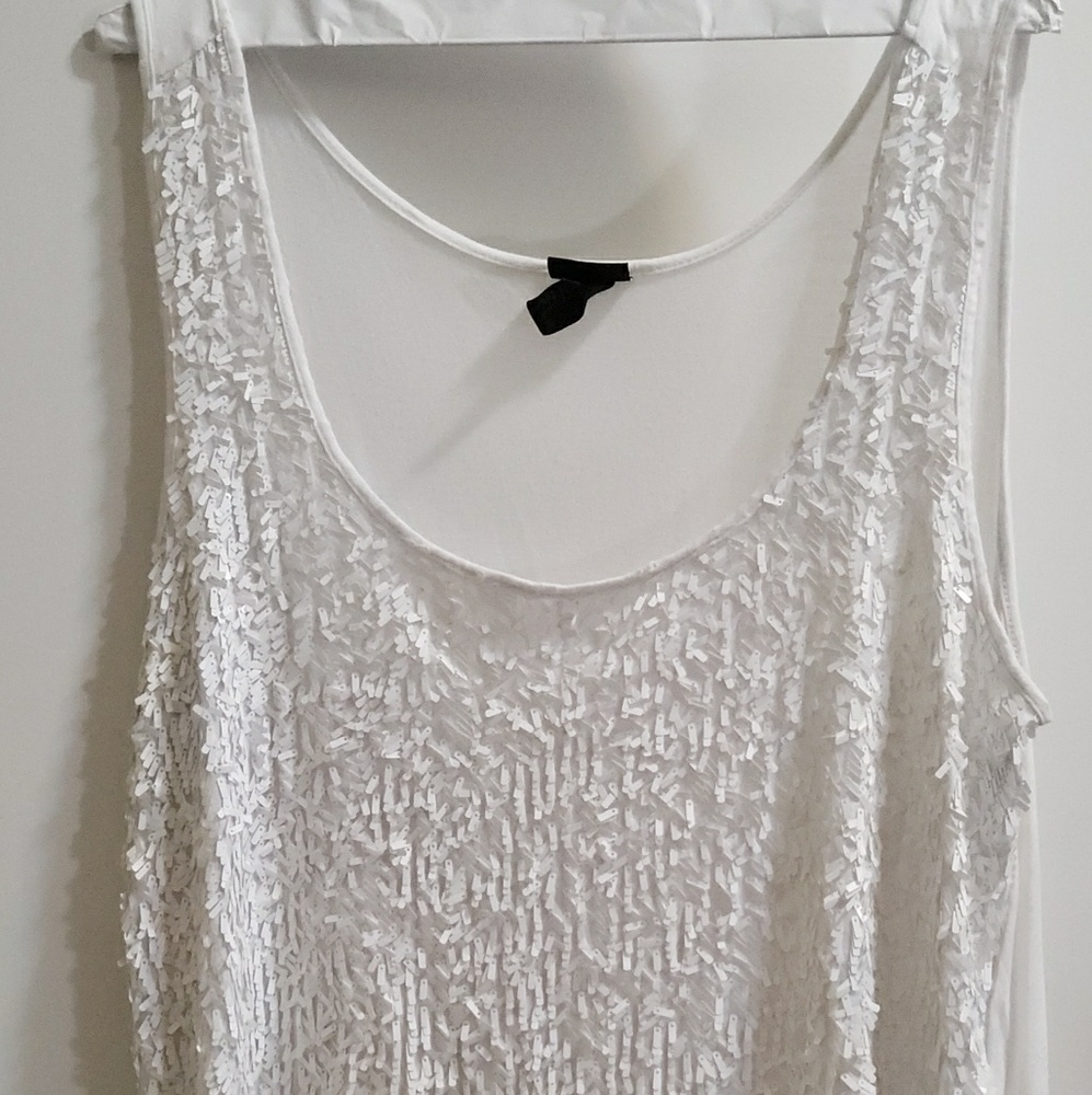 H & M white sequined tank top